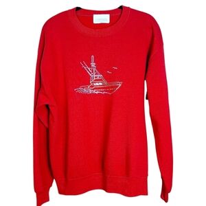 Vintage 90s Christine Alexander Nautical Rhinestone Pullover Sweatshirt Sz Large